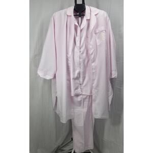 VTG Barbizon 3 Pc Pajama Set Pink Stripe Sleepwear Lounge Set XL